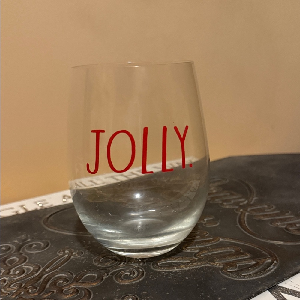 Rae Dunn Fa La La Stemless Wine Glass